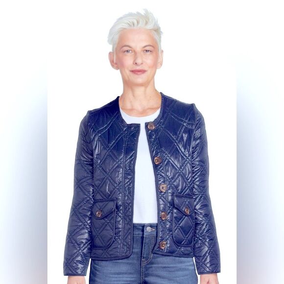 Time and Tru Quilted Jacket Dark Navy Blue Size Small 4-6 NWOT - Picture 1 of 8